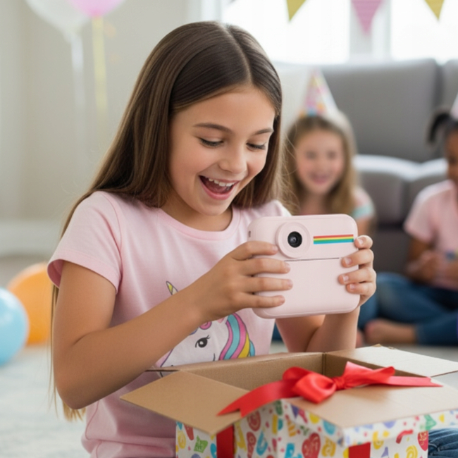 Aparat NATYCHMIASTOWY dla dzieci zdjęcia kolor selfie menu PL gry Drukuś