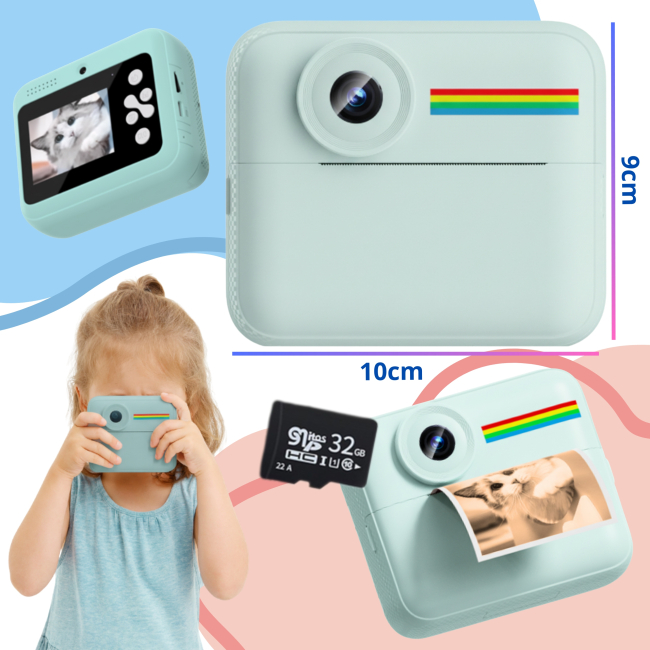 Aparat NATYCHMIASTOWY dla dzieci zdjęcia kolor selfie menu PL gry Drukuś