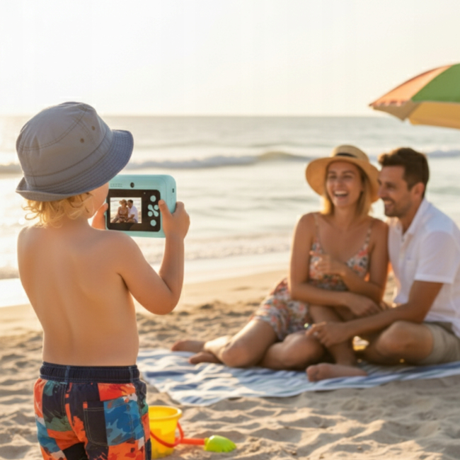 Aparat NATYCHMIASTOWY dla dzieci zdjęcia kolor selfie menu PL gry Drukuś