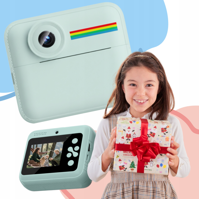 Aparat NATYCHMIASTOWY dla dzieci zdjęcia kolor selfie menu PL gry Drukuś