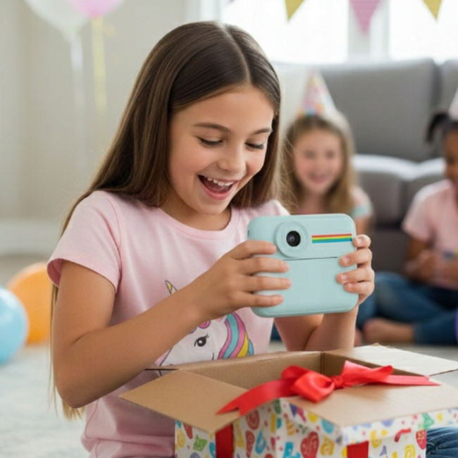 Aparat NATYCHMIASTOWY dla dzieci zdjęcia kolor selfie menu PL gry Drukuś