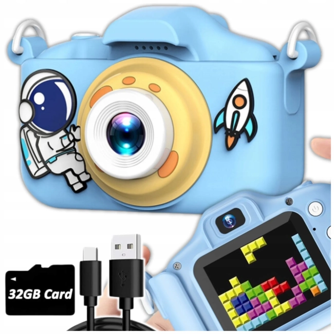 KAMERA APARAT DLA DZIECI CYFROWY FOTOGRAFICZNY Z GRAMI karta pamięci 32 GB