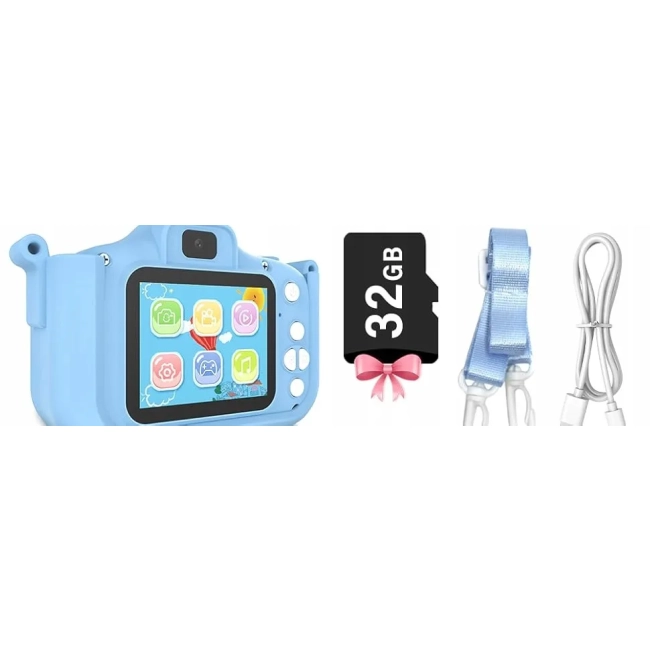 APARAT CYFROWY DLA DZIECI FOTOGRAFICZNY wbudowane gry filtry + KARTA 32 GB