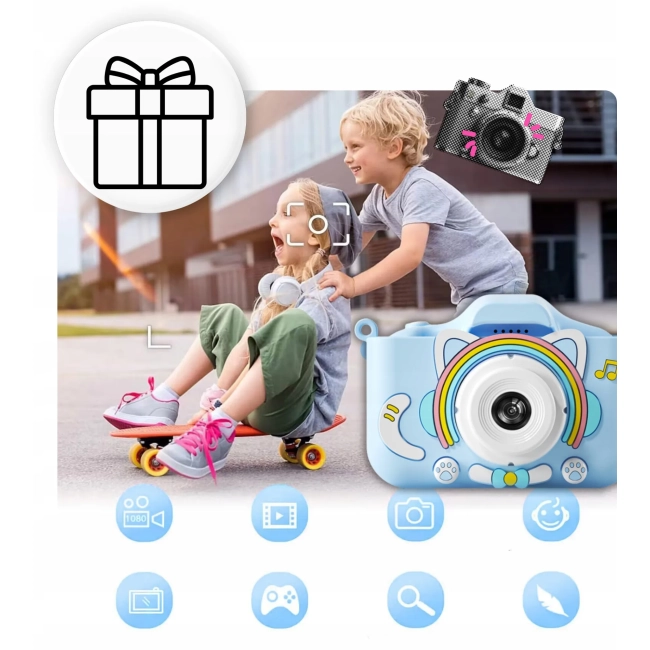 APARAT CYFROWY DLA DZIECI FOTOGRAFICZNY wbudowane gry filtry + KARTA 32 GB