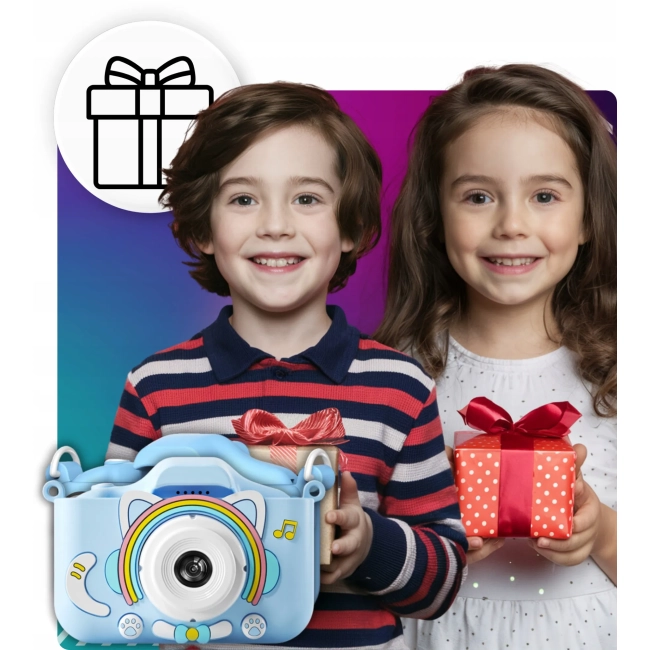 APARAT CYFROWY DLA DZIECI FOTOGRAFICZNY wbudowane gry filtry + KARTA 32 GB
