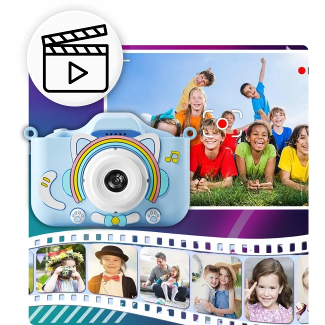 APARAT CYFROWY DLA DZIECI FOTOGRAFICZNY wbudowane gry filtry + KARTA 32 GB