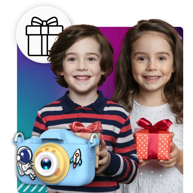 APARAT CYFROWY FOTOGRAFICZNY DLA DZIECI KAMERA ZABAWKA GRY + KARTA 32GB