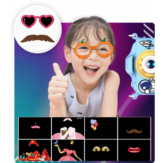 APARAT CYFROWY FOTOGRAFICZNY DLA DZIECI KAMERA ZABAWKA GRY + KARTA 32GB