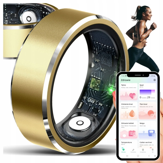 Smart Ring Inteligentny Pierścień Tryby Sportowe Kroki Kalorie Tętno Sen