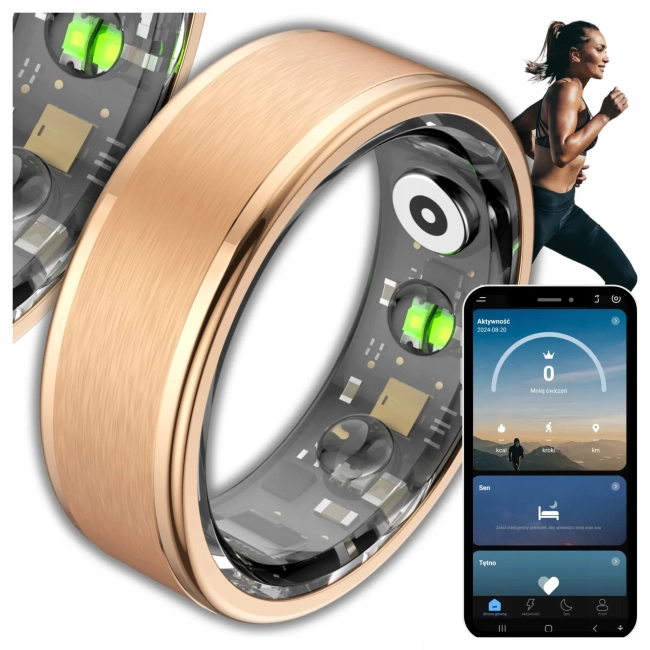 Smart Ring Inteligentny Pierścionek Kroki Tętno Sportowy Sen Kalorie Sport