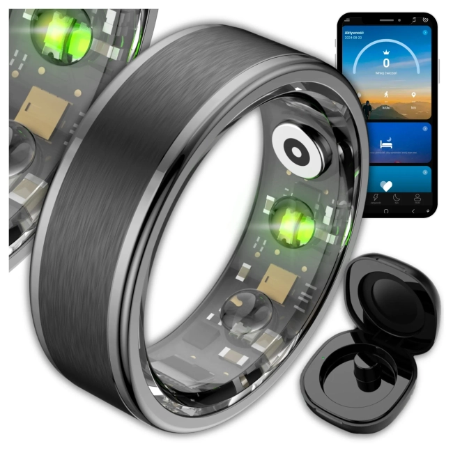 Smart Ring Inteligentny Sportowy Pierścionek Sport Kalorie Sen Tętno Kroki