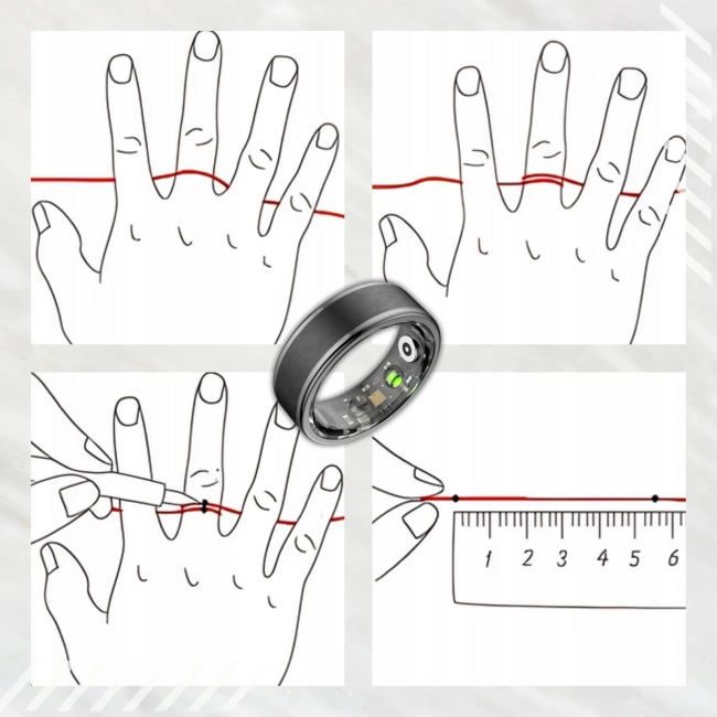 Smart Ring Inteligentny Sportowy Pierścionek Sport Kalorie Sen Tętno Kroki