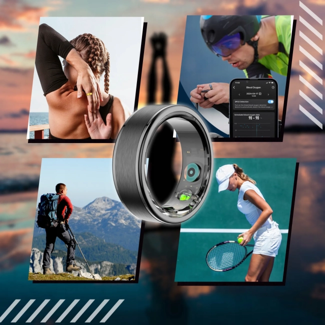 Smart Ring Inteligentny Sportowy Pierścionek Sport Kalorie Sen Tętno Kroki