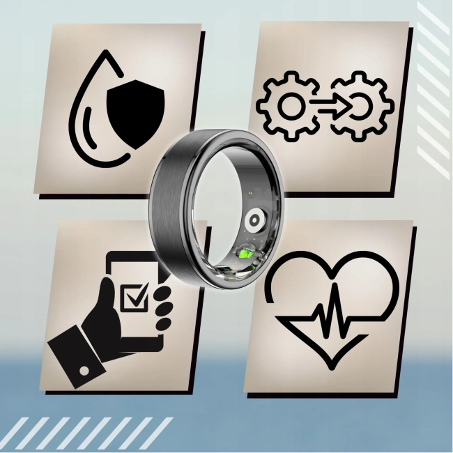 Smart Ring Inteligentny Sportowy Pierścionek Sport Kalorie Sen Tętno Kroki