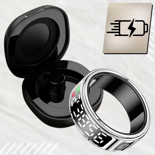 Smart Ring Sportowy Pierścionek WYŚWIETLACZ Puls Sen Kroki Inteligentny