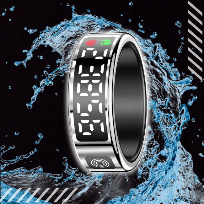Smart Ring Sportowy Pierścionek WYŚWIETLACZ Puls Sen Kroki Inteligentny
