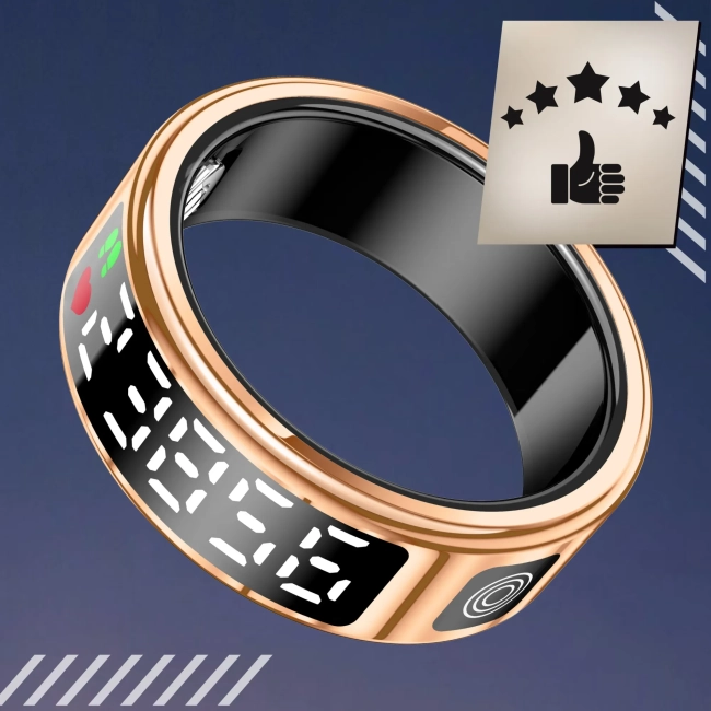 Smart Ring Inteligentny Pierścień WYŚWIETLACZ Tryby Sportowe Kalorie Sen