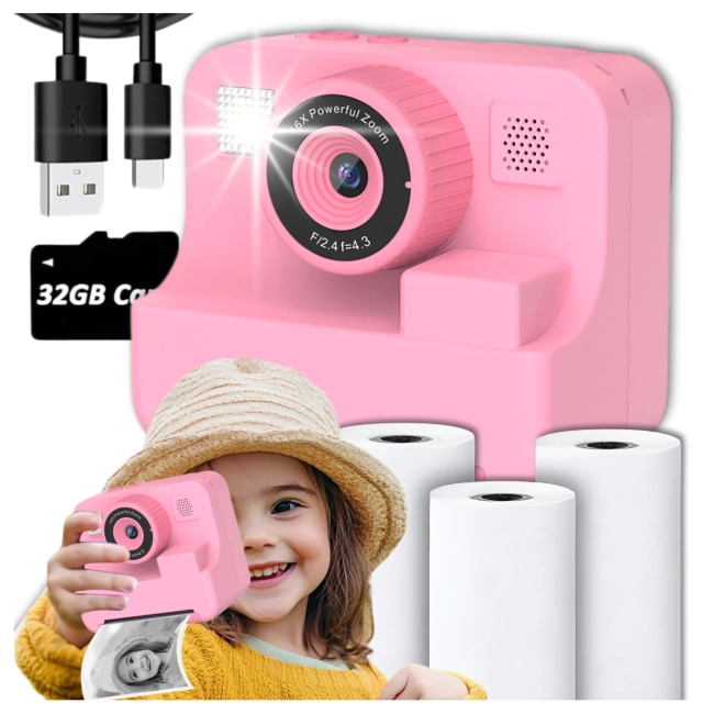 Drukuś Aparat Cyfrowy Natychmiastowy Fotograficzny MINI DRUKARKA kamera gry