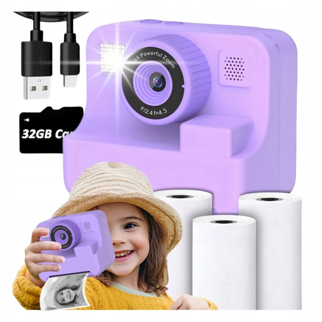 Drukuś Aparat Cyfrowy Natychmiastowy Fotograficzny MINI DRUKARKA kamera gry